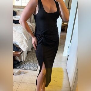 NWOT Ribbed Black Midi Skirt +Crop Top